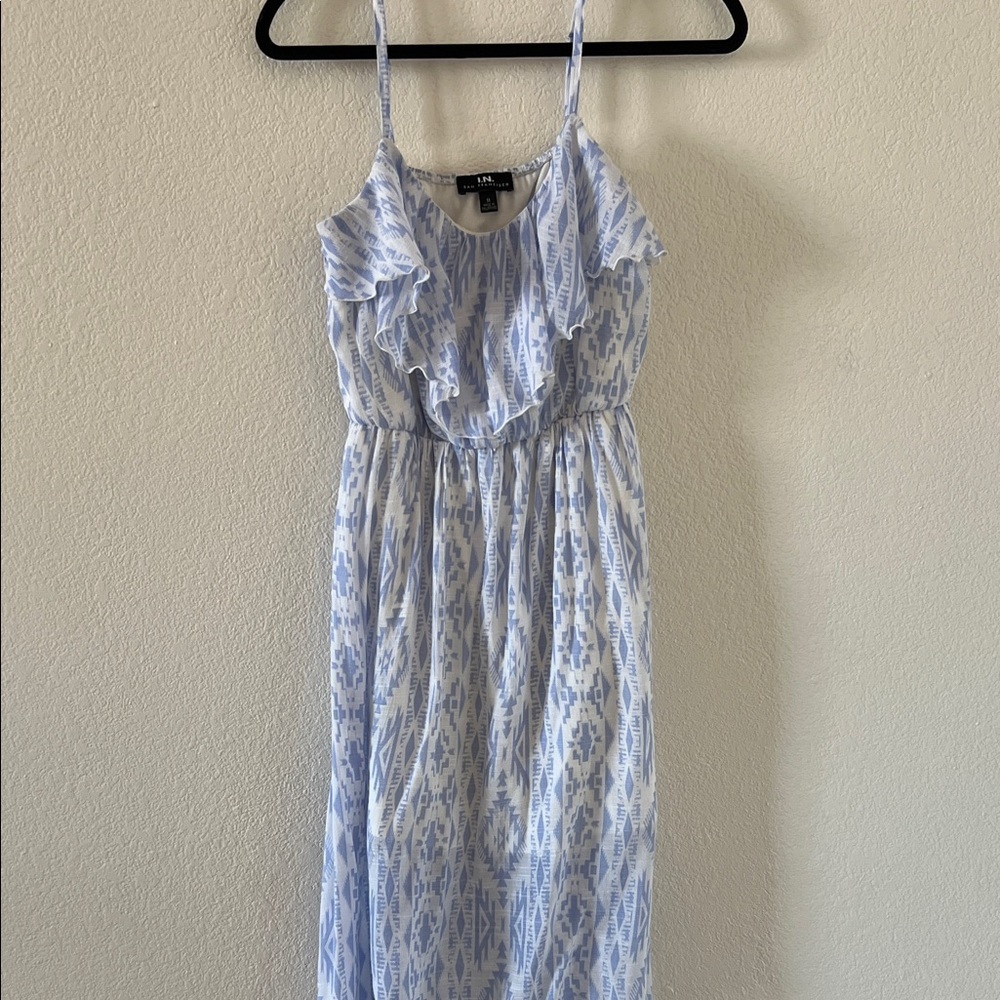 I.N.  Light Blue Patterned Maxi Dress